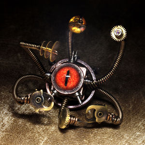 Steampunk Beholder Miniature robot sculpture - Daniel Proulx - Canada . : Steampunk Exhibition at The Museum of the History of Science, The University of Oxford, U.K.